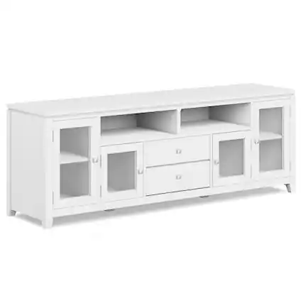 Front. Simpli Home - Cosmopolitan 72 inch Wide TV Media Stand - White.