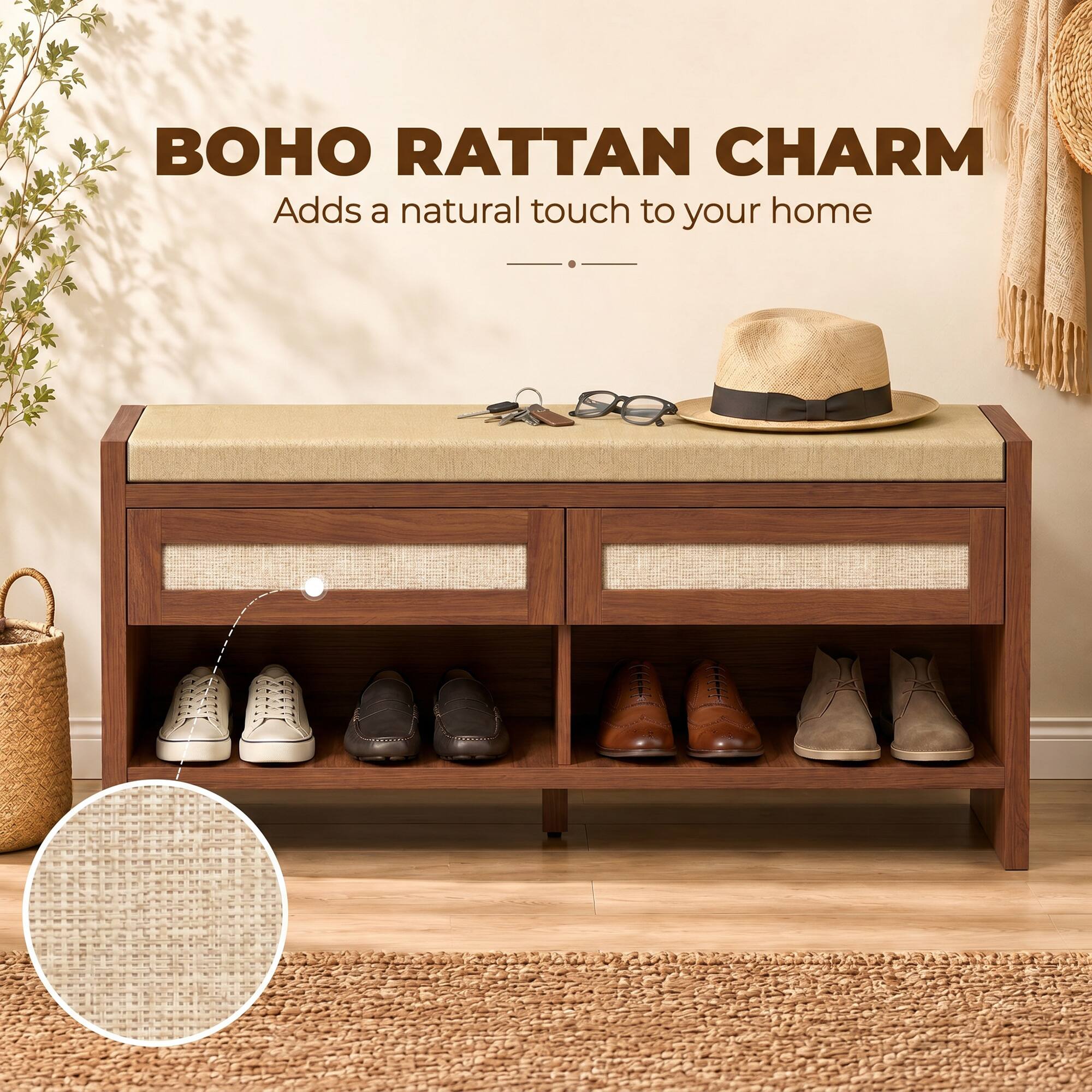 BOHO RATTAN CHARM  
Adds a natural touch to your home