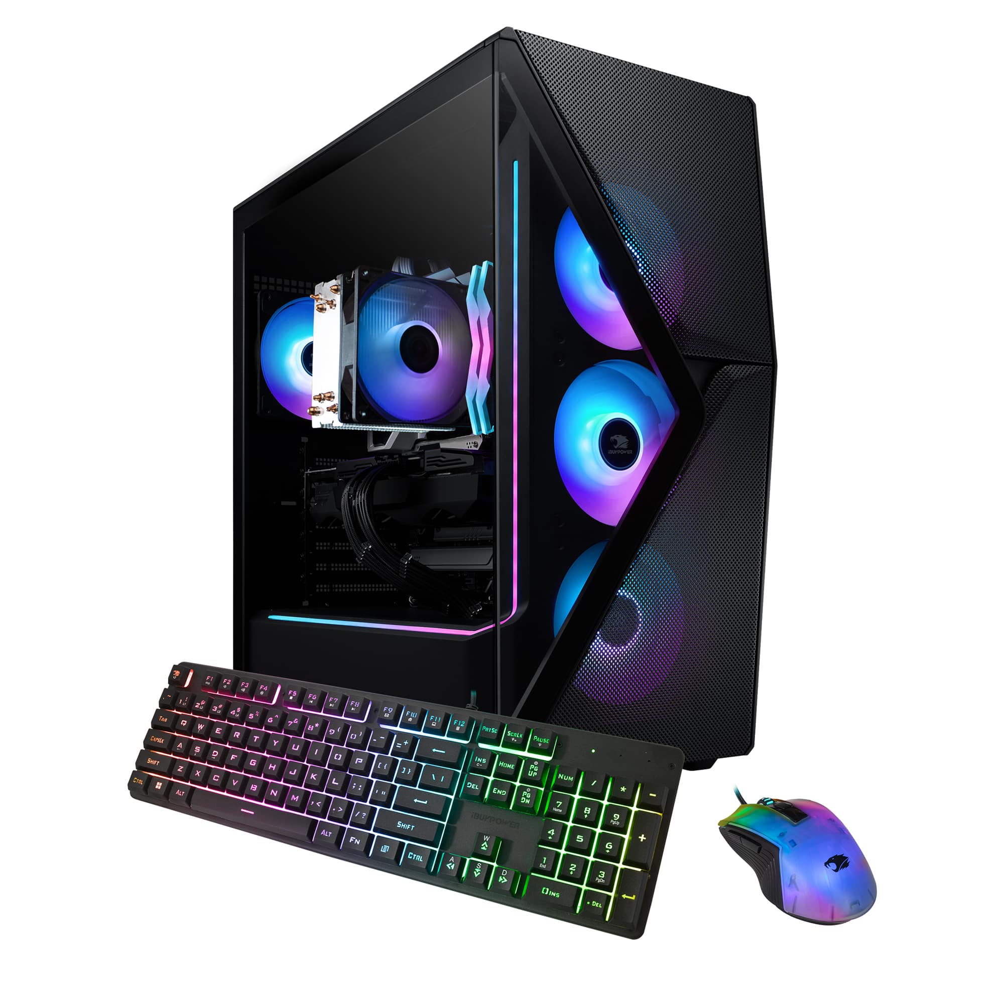 iBUYPOWER - Slate MESH Gaming Desktop PC - AMD Ryzen 7 8700F, NVIDIA GeForce RTX 5070 12GB, 32GB DDR5 RGB,1TB SSD - Black - Front_Zoom