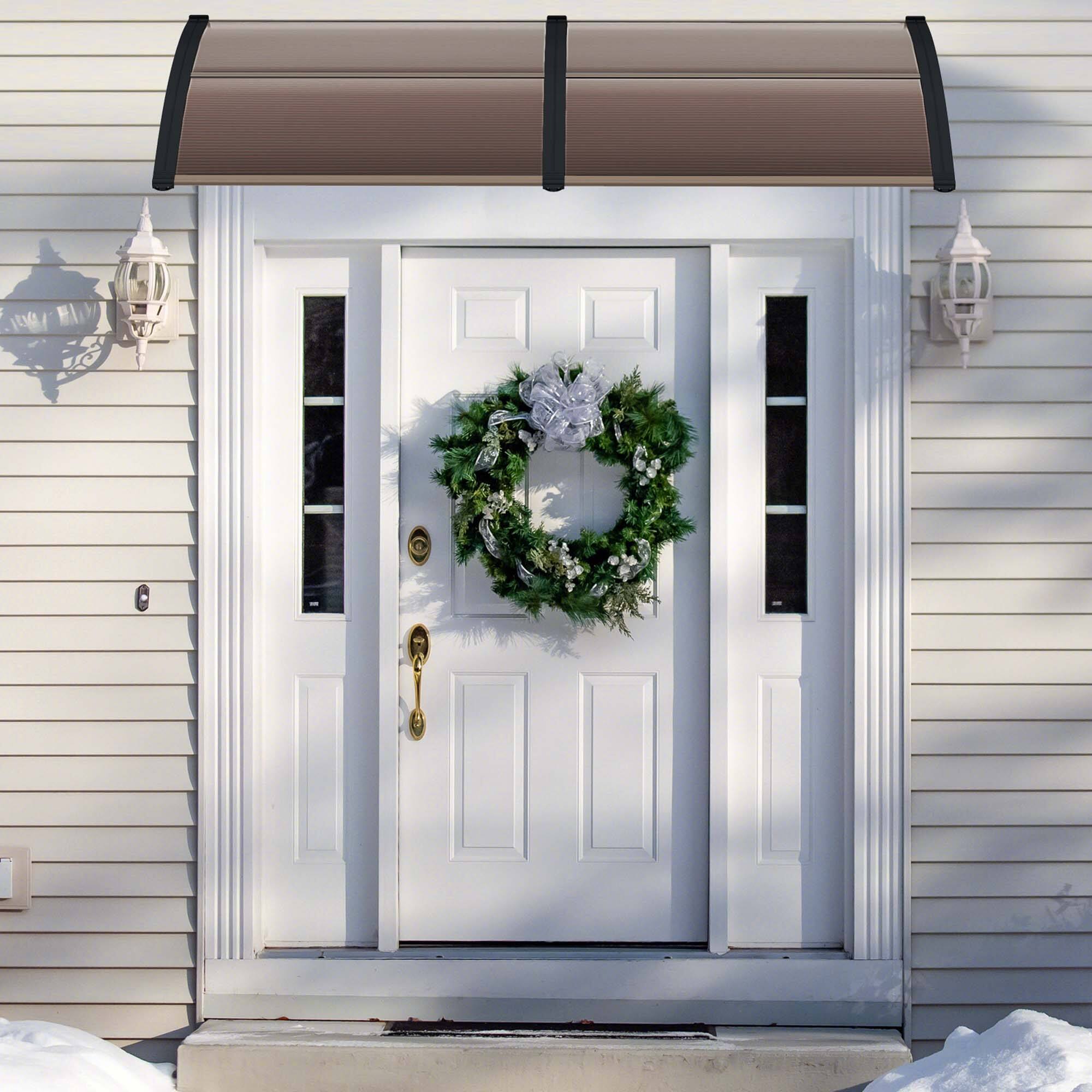 Alt View 1. Costway - Costway 80" x 40" Patio Awning Canopy Outdoor Window Door Overhang Rain Snow Protection - Coffee.