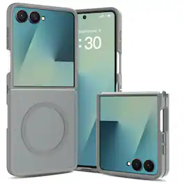 Dteck - Magnetic Shockproof Case for Samsung Galaxy Z Flip8, Matte Translucent Back Slim Cover with Raised Edge Screen Camera - Gray