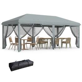 Outsunny - 10' x 20' Pop Up Canopy Tent with Netting, Heavy Duty Instant Sun Shelter, Large Tents for Parties with Carry Bag - Gray