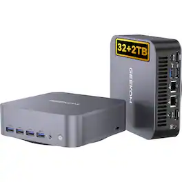 Geekom - GT1 Mega AI Mini PC, 14th Intel Ultra U9-185H, 32GB DDR5 RAM& 2TB NVMe PCIe Gen 4*4 SSD, Windows 11 Pro Pre-installed - Starry Gray