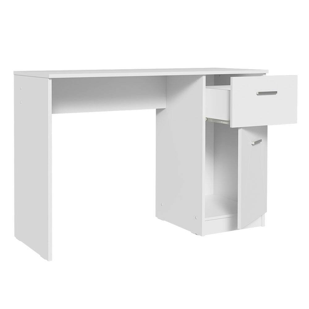 Back. Madesa - Madesa Compact Computer Desk 43 Inch with Storage and Drawer - White - White.