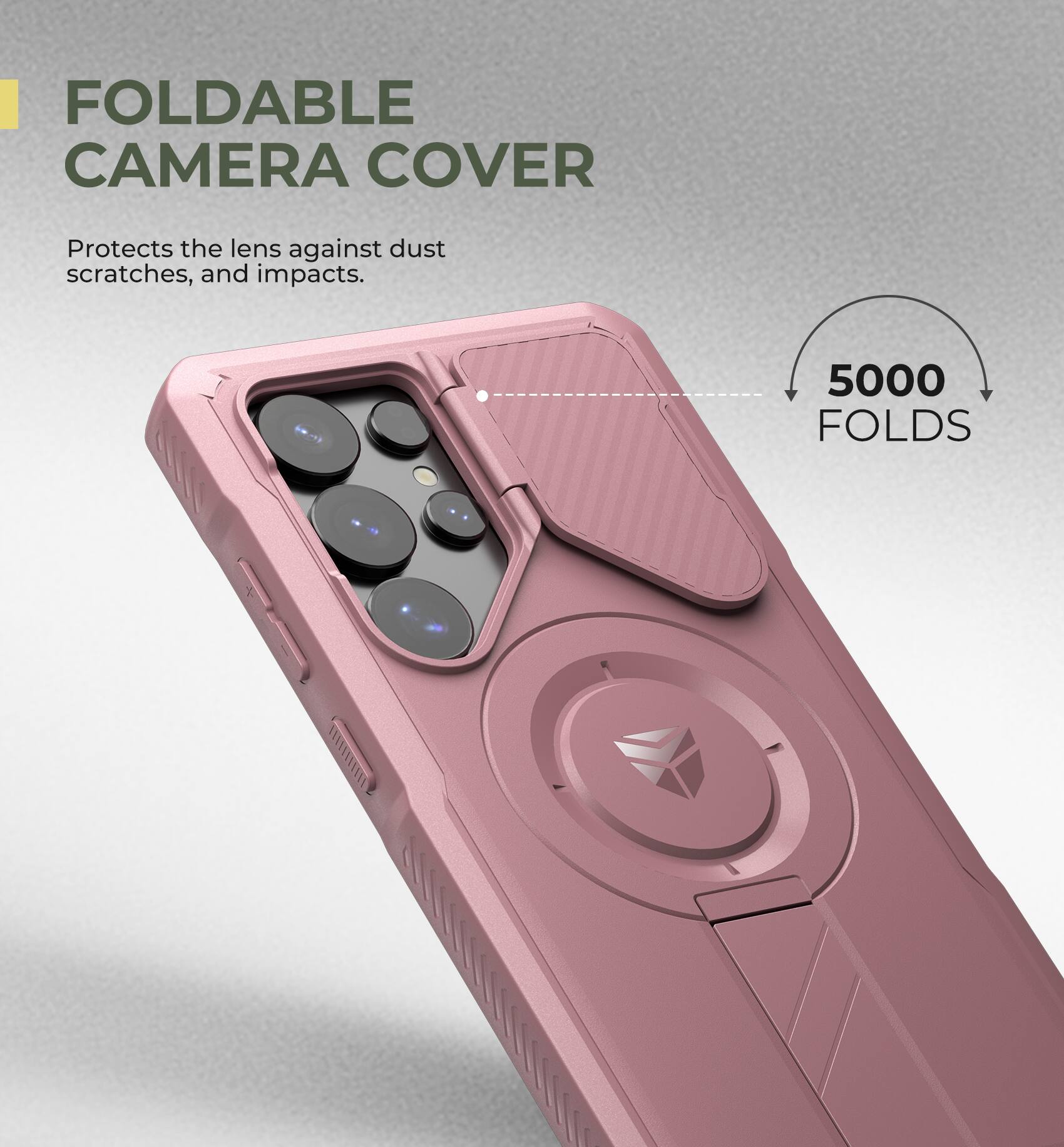 FOLDABLE CAMERA COVER
Protects the lens against dust scratches, and impacts.
5000 FOLDS