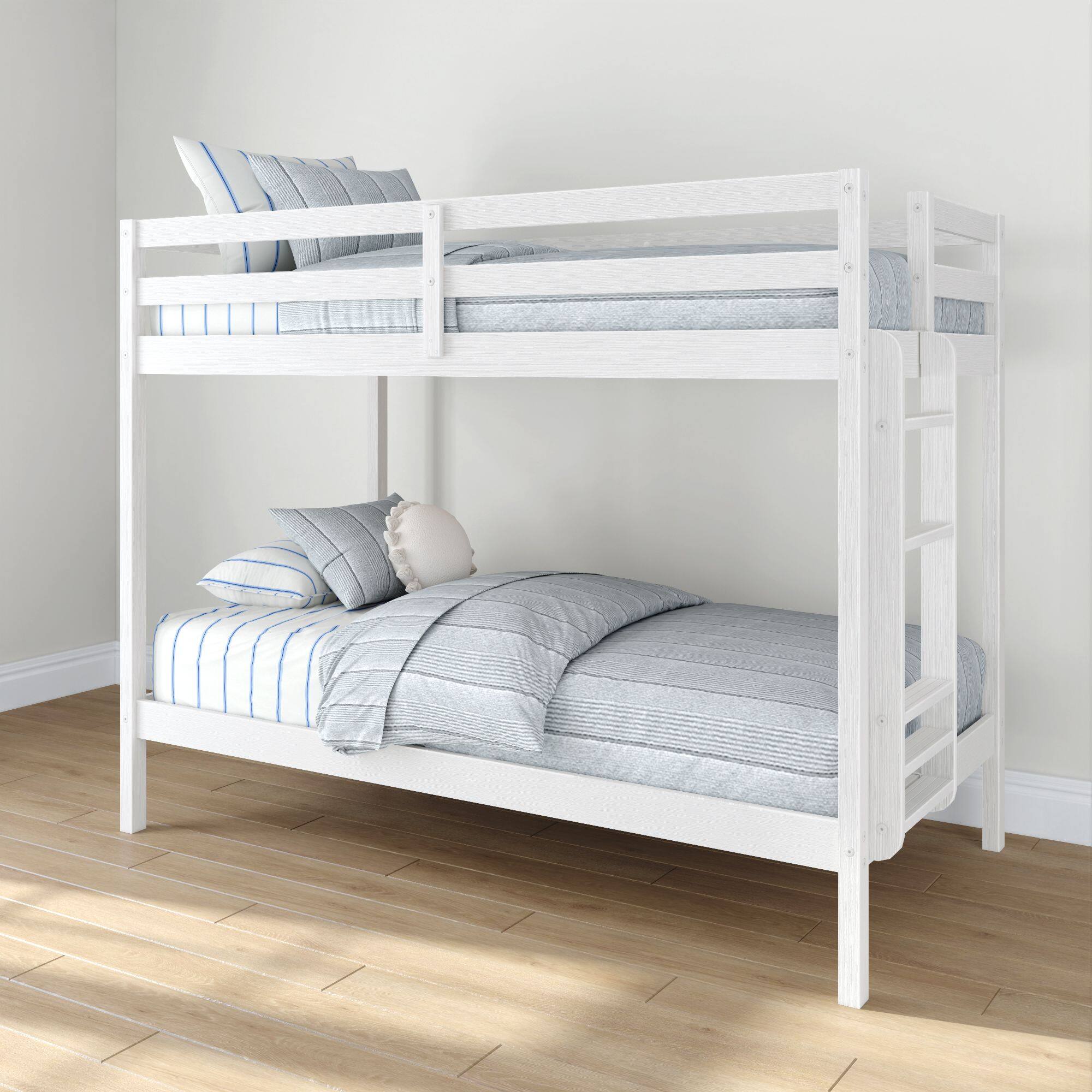 Alt View 2. Grain & Grove - Bear Plywood Twin/Twin Bunk, Brushed White - White.