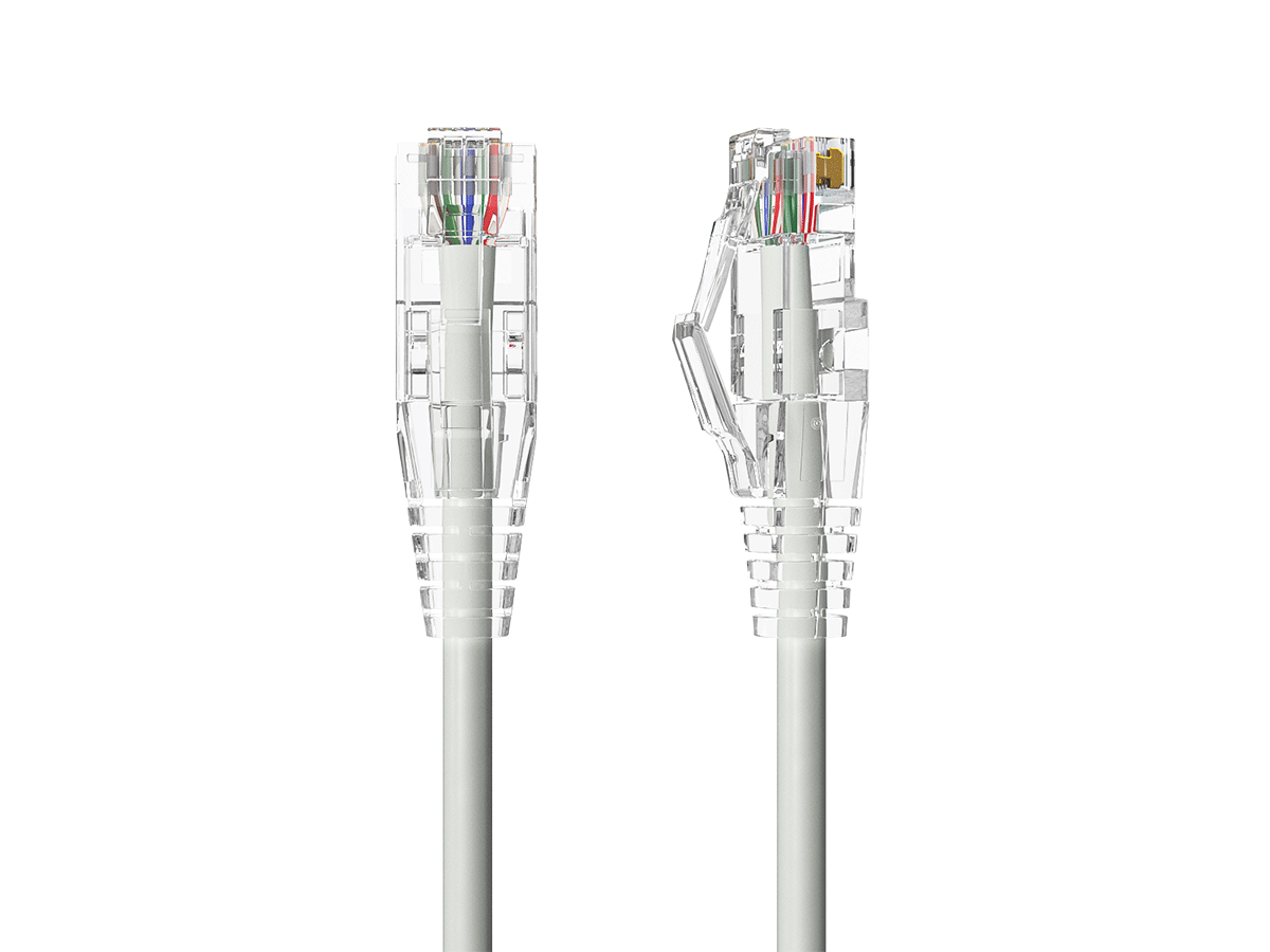 Front. Cable Leader - Cat 6a Ethernet Cable, Slim 28 AWG Snagless RJ45 Patch, 10 Gbps for Router, Gaming Console, PC, Server Rack - Gray.