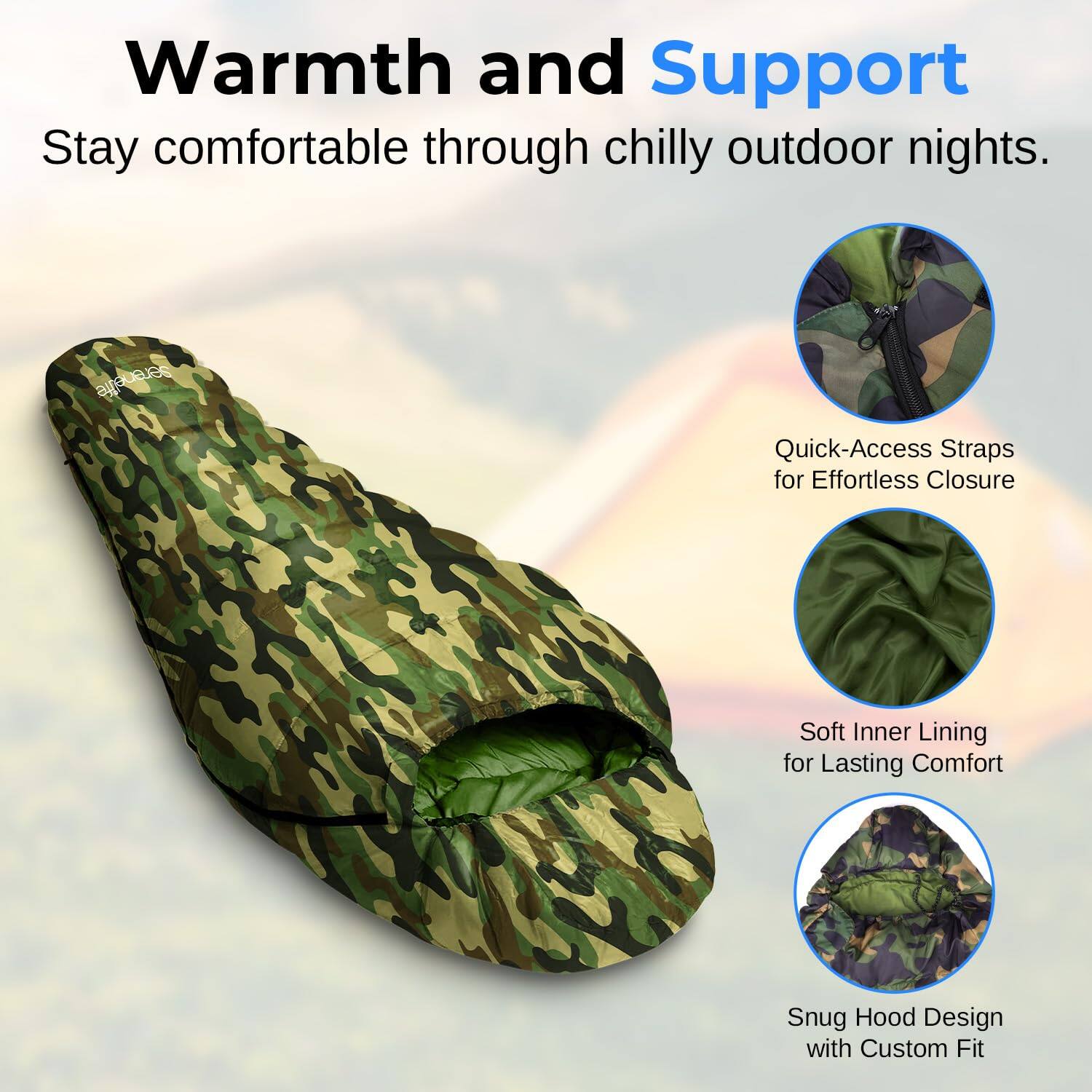 Warmth and Support  
Stay comfortable through chilly outdoor nights.  

- Quick-Access Straps for Effortless Closure  
- Soft Inner Lining for Lasting Comfort  
- Snug Hood Design with Custom Fit