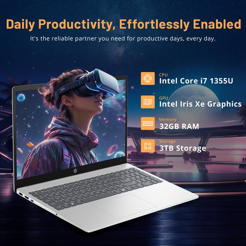 Daily Productivity, Effortlessly Enabled  
It's the reliable partner you need for productive days, every day.  

CPU: Intel Core i7 1355U  
GPU: Intel Iris Xe Graphics  
Memory: 32GB RAM  
Storage: 3TB