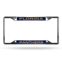 Rico Industries - Florida Panthers NHL All Corner EZ View Chrome Metal Laser Cut License Plate Frame - Multi