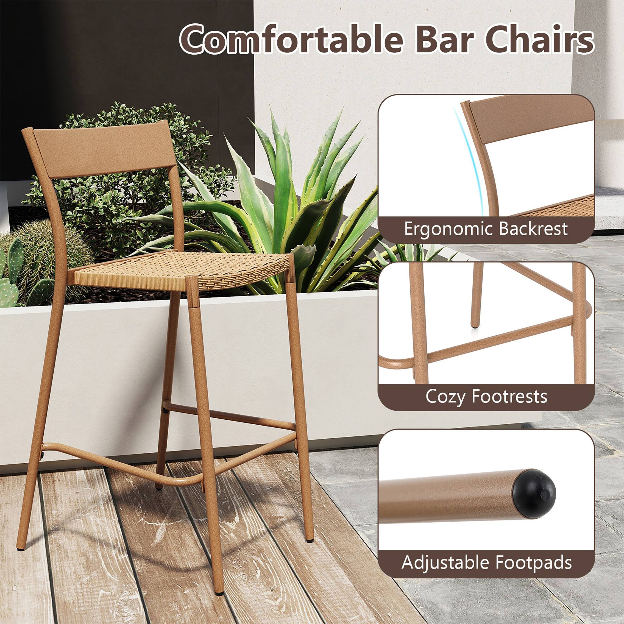 Comfortable Bar Chairs, Ergonomic Backrest, Cozy Footrests, Adjustable Footpads