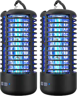Anysun - Portable Rechargeable Bug Zapper, Mosquito Killer for Indoor & Outdoor Fly Trap, 2 Pack - Black