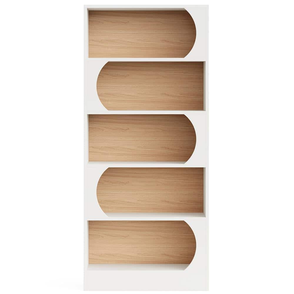 Kadyn - Bookshelf, Storage Shelf, Bookcase,5-Tier Bookcase, 71" Wood Etagere Bookshelf with Storage Shelves - White