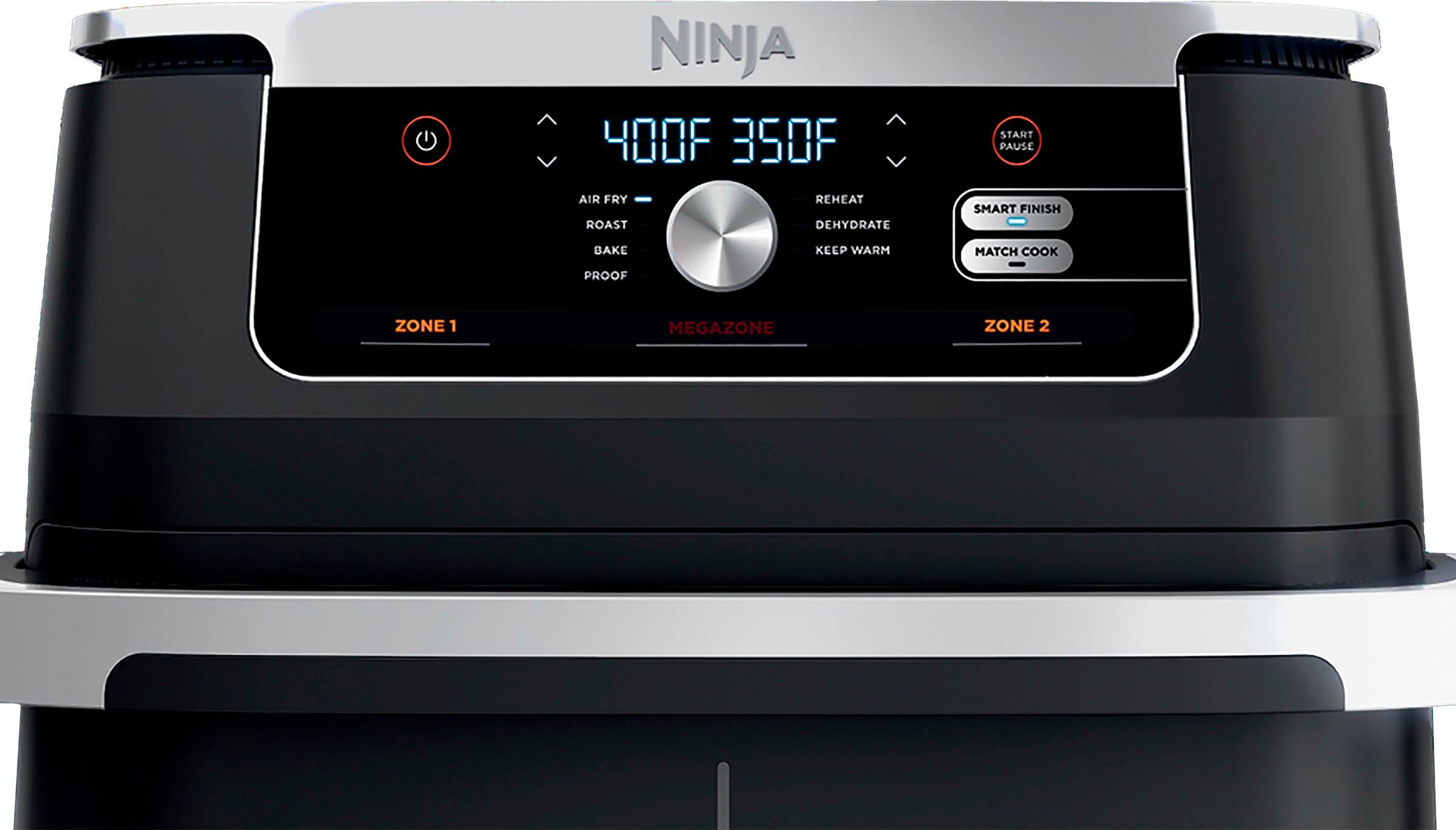 NINJA 400F 350F START PAUSE AIR FRY ROAST REHEAT DEHYDRATE SMART FINISH BAKE KEEP WARM MATCH COOK PROOF ZONE 1 MEGAZONE ZONE 2
