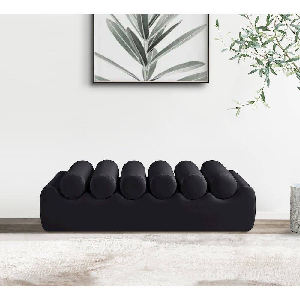 Alt View 1. Meridian Furniture - Rumble Black Vegan Leather Bench - Black.