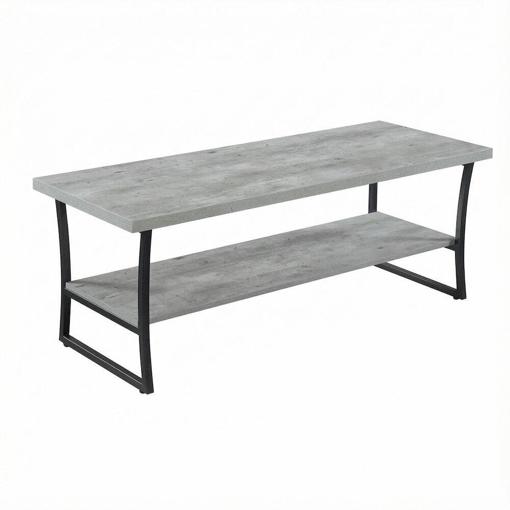 Front. FurniFact - Faux Birch Coffee Table with Slate Gray Frame and Hollow Core Construction - Faux Birch.