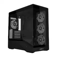 Front. Lian Li - VECTOR V100 MINI Micro Compact PC Case, Pre-install 4 x 120mm ARGB PWM Fans, Panoramic Tempered Glass (V100RMIX) - black.