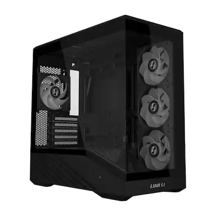 Front. Lian Li - VECTOR V100 MINI Micro Compact PC Case, Pre-install 4 x 120mm ARGB PWM Fans, Panoramic Tempered Glass (V100RMIX) - black.