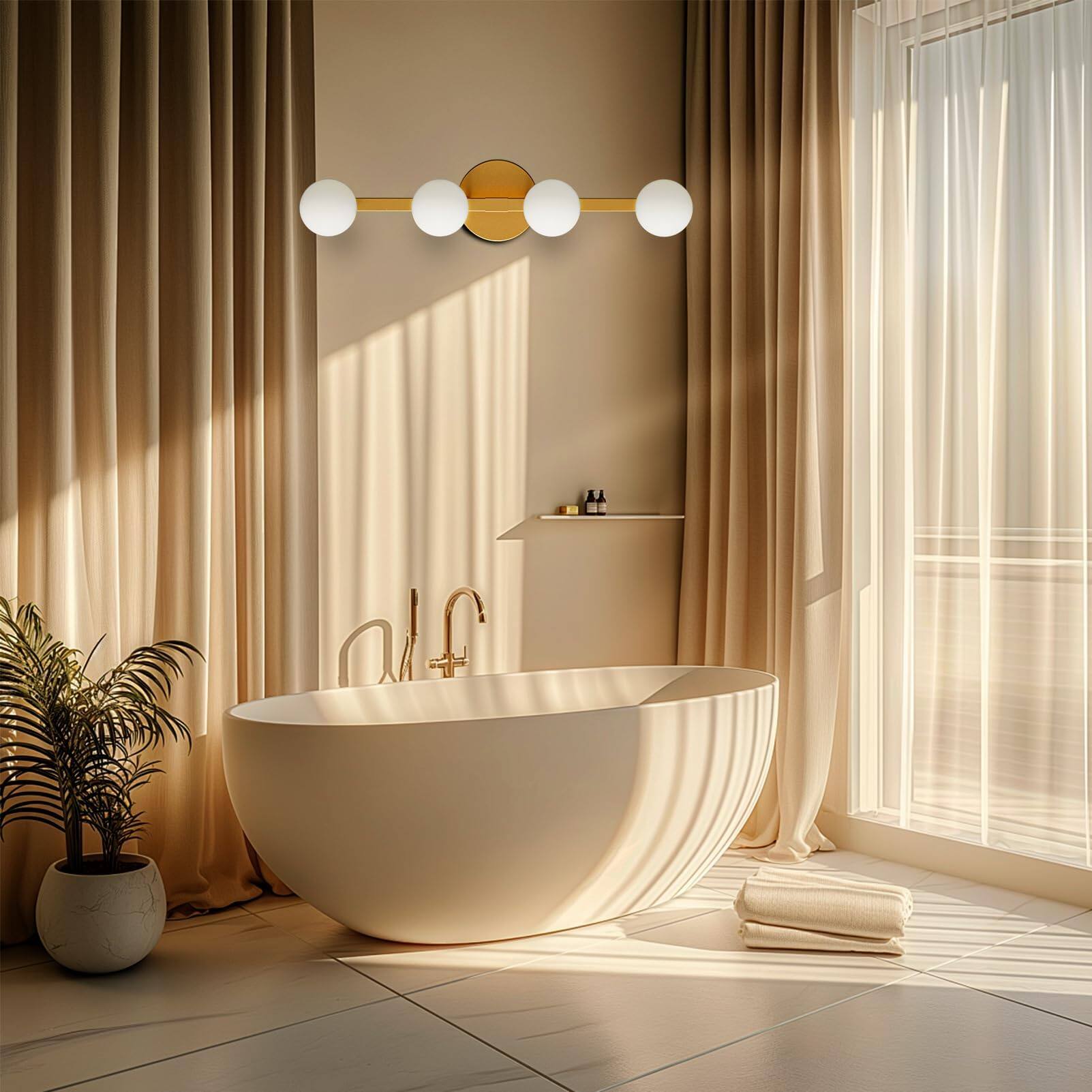 Alt View 6. Comfort Essence - Light Bathroom Vanity Modern Lights With Globe Water shatterproof Pc Lampshade Rust proof Fixtures Over Mir - 4L-Globe White.