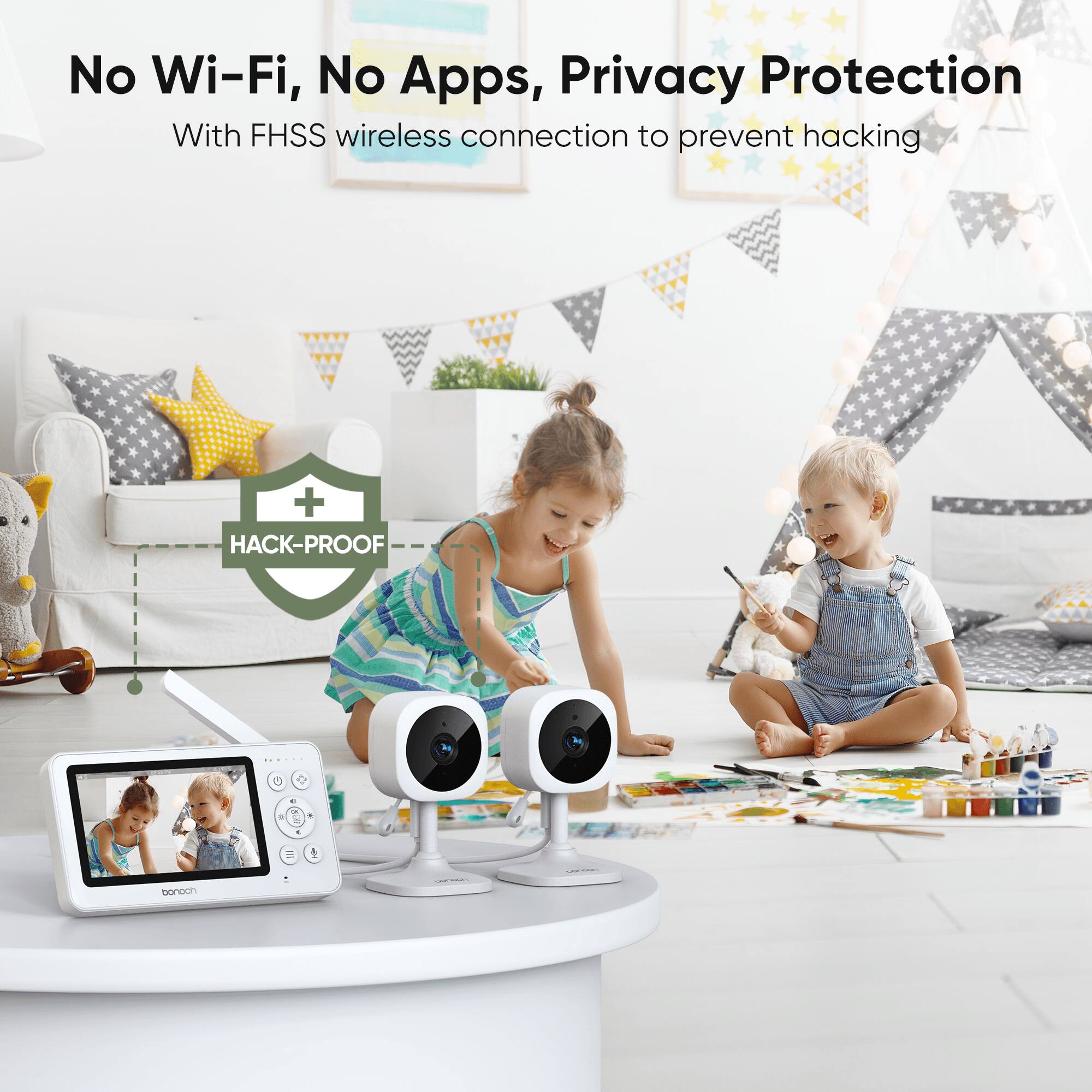 No Wi-Fi, No Apps, Privacy Protection With FHSS wireless connection to prevent hacking + HACK-PROOF + bonoch