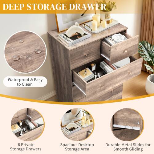 DEEP STORAGE DRAWER

Waterproof & Easy to Clean

6 Private Storage Drawers

Spacious Desktop Storage Area

Durable Metal Slides for Smooth Gliding