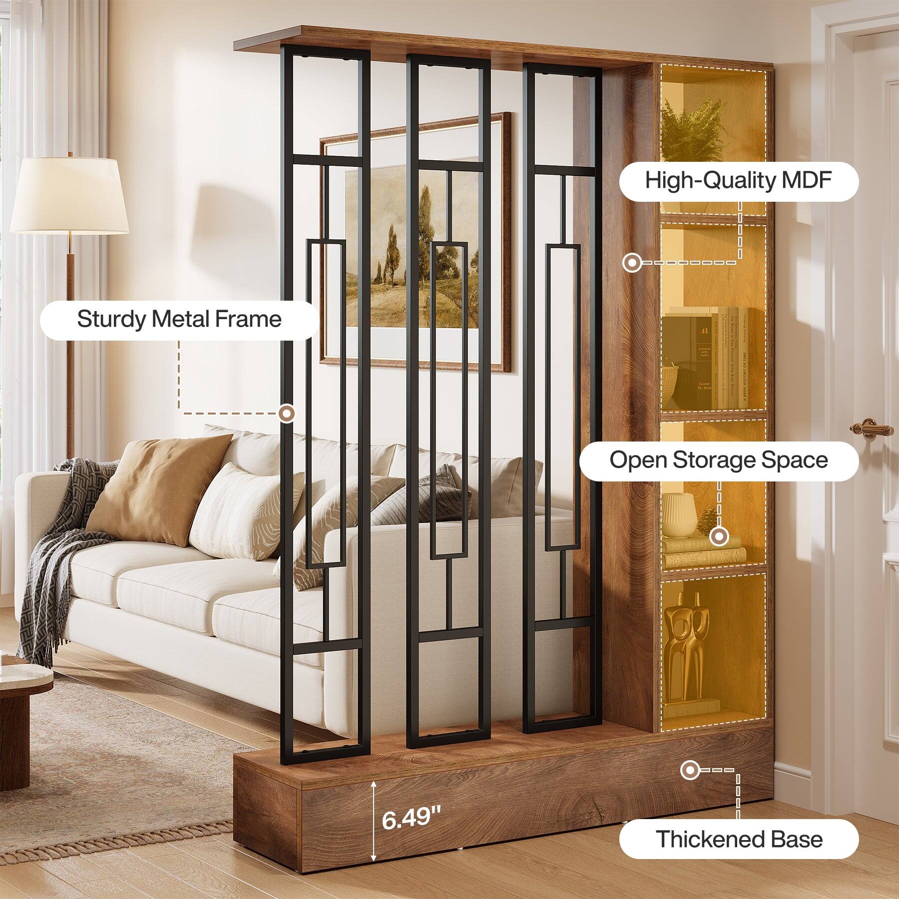 High-Quality MDF  
Sturdy Metal Frame  
Open Storage Space  
6.49"  
Thickened Base