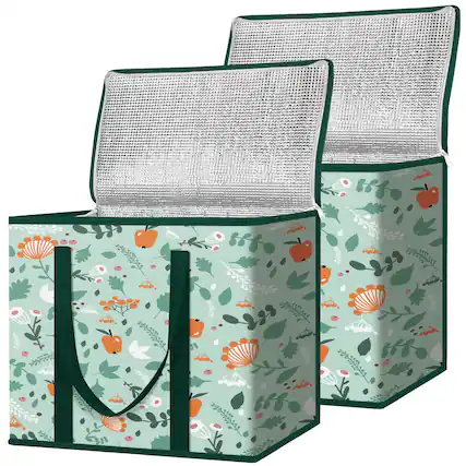 Front. HOMLUX - 2 Pack Insulated Reusable Collapsible Bag Large Insulated Bags, Spring Stroll.
