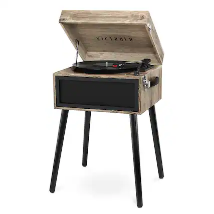 Front. Victrola - Bluetooth Stereo Audio System - Farmhouse Oatmeal.
