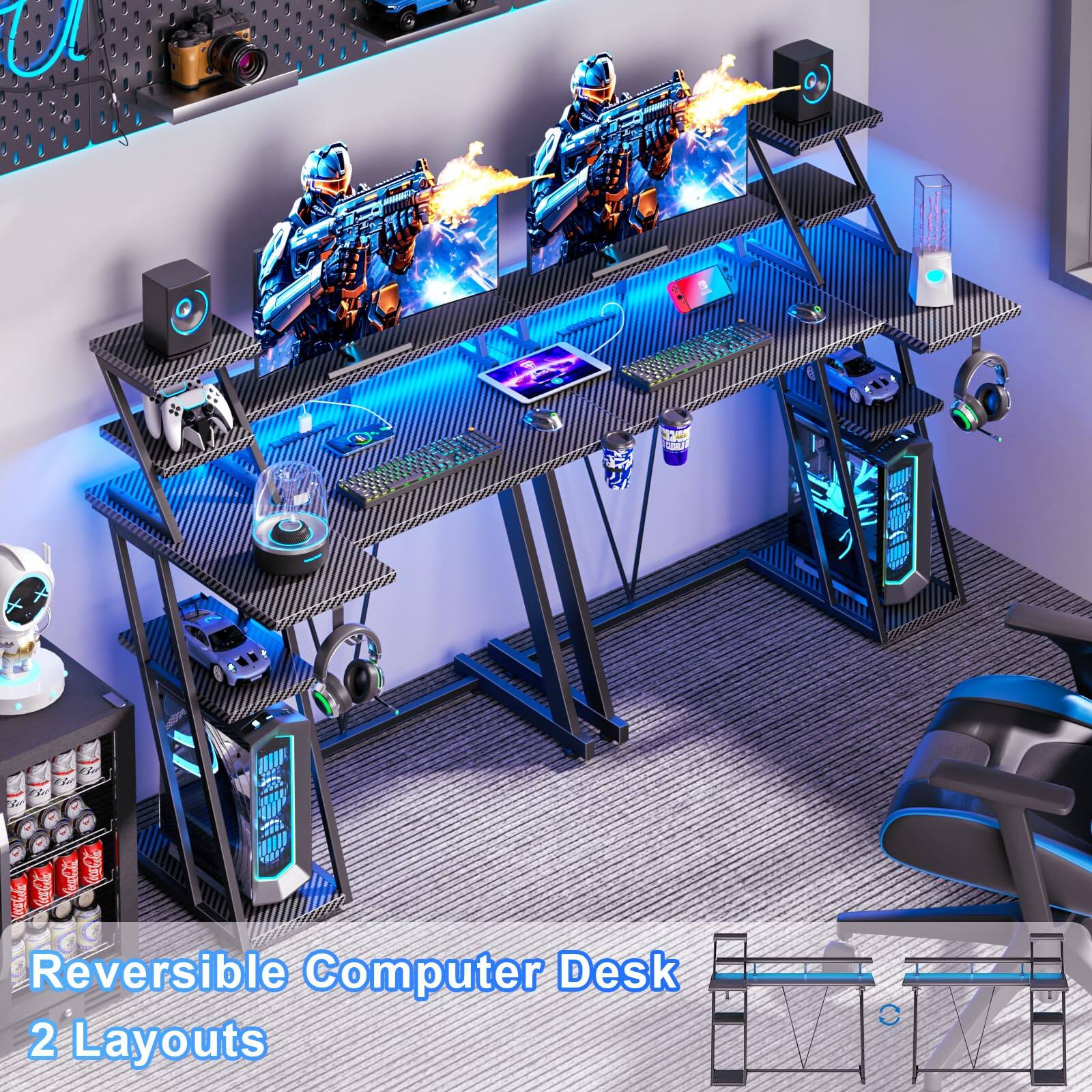 Reversible Computer Desk  
2 Layouts