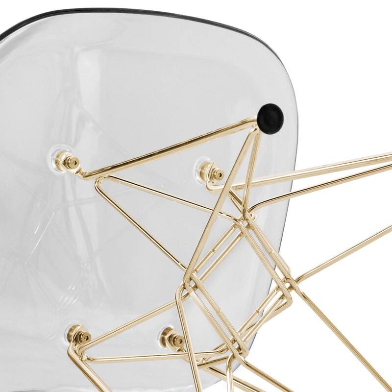 Alt View 4. LeisureMod - Cresco Modern Acrylic Dining Chair with Ergonomic Seat and Gold Steel Base - Clear.