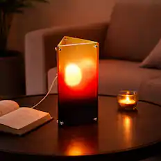 Front. E.P. Light - Sunrise & Sunset Triangle Table Lamp - MULTICOLOR.
