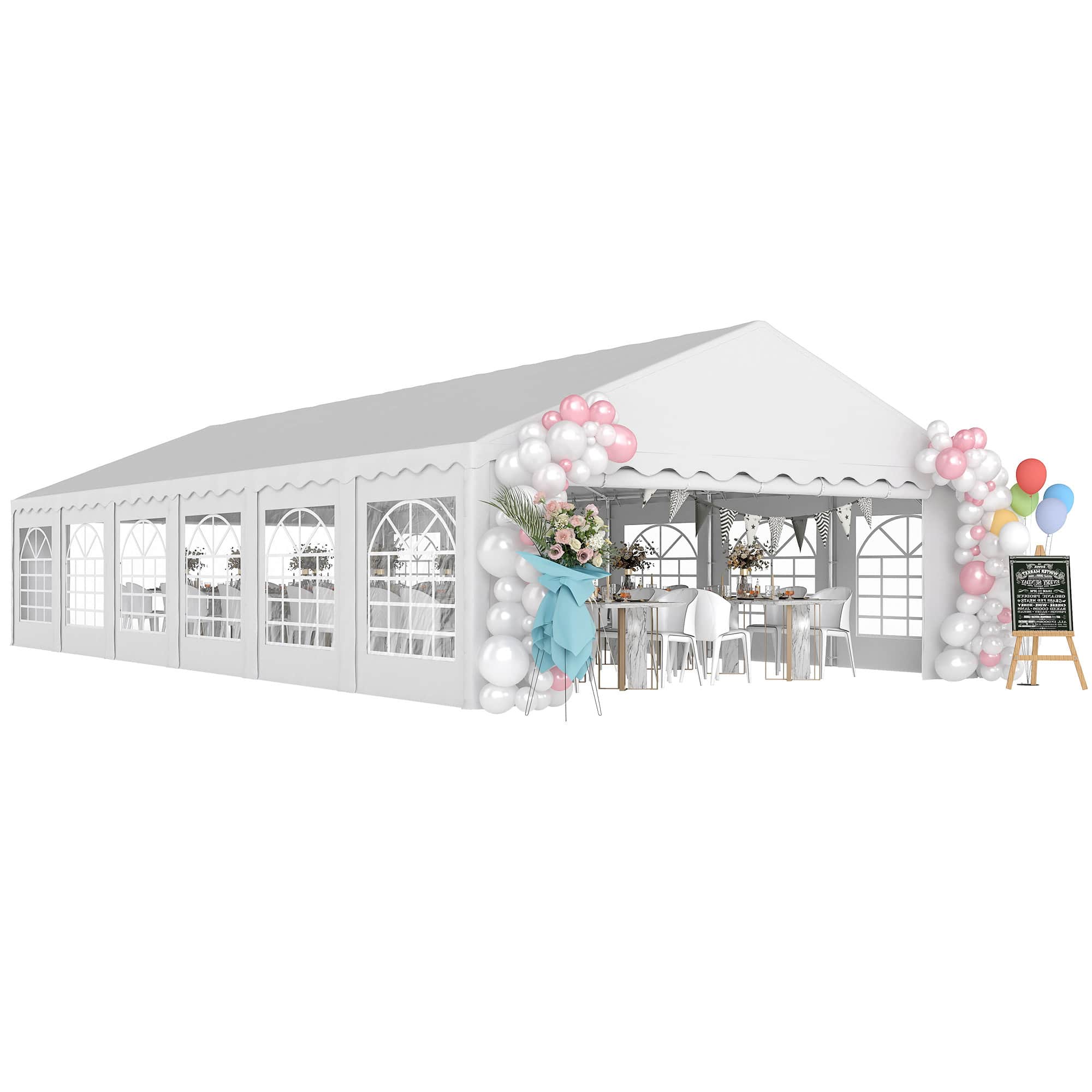 Outsunny - 20' x 40' Heavy Duty Party Tent, Galvanized Outdoor Canopy Tent Large Event Shelter with Removable Sidewalls - White