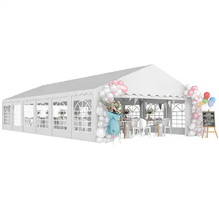 Front. Outsunny - 20' x 40' Heavy Duty Party Tent, Galvanized Outdoor Canopy Tent Large Event Shelter with Removable Sidewalls - White.