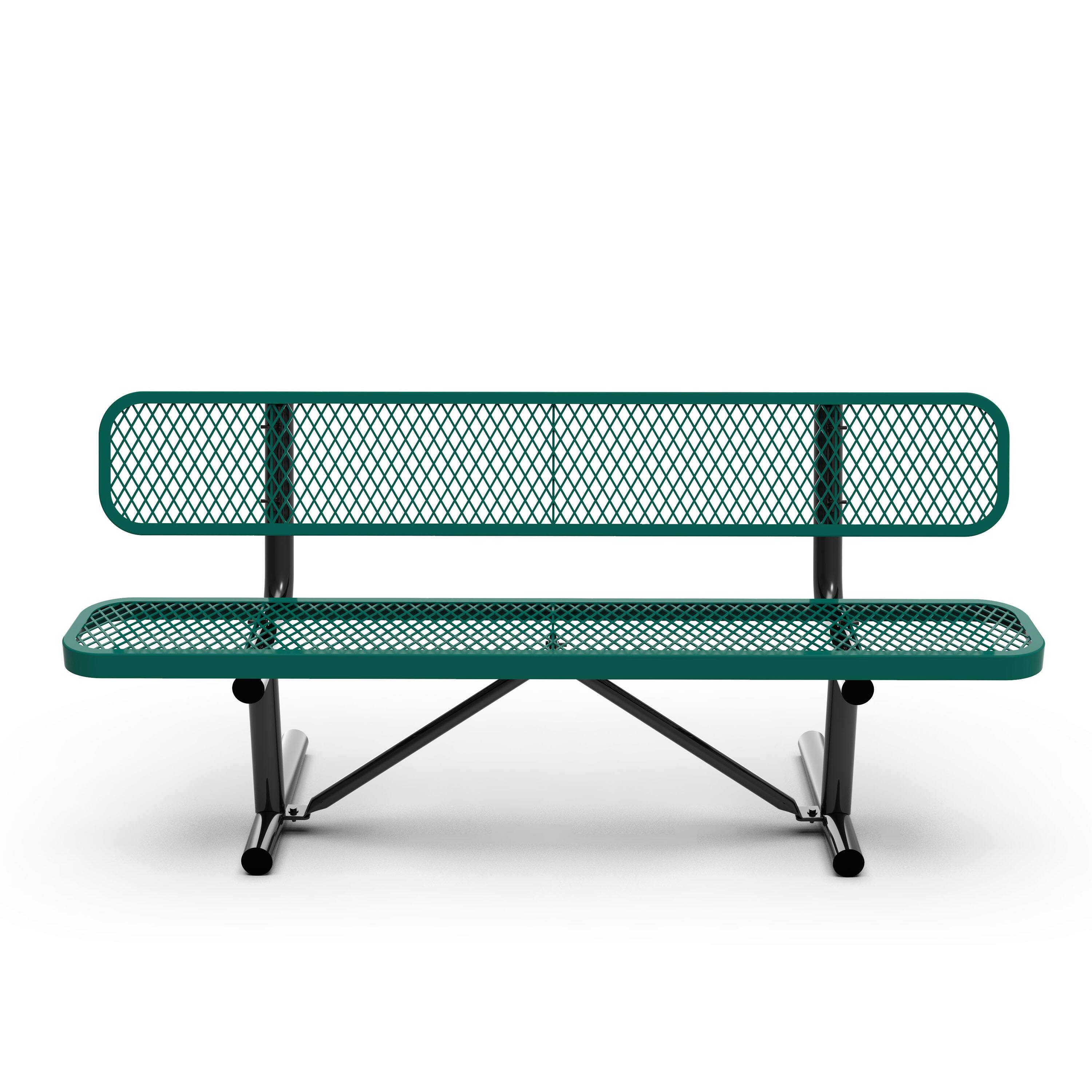Angle. Flash Furniture - Sigrid 6' Outdoor Bench with Backrest, Commercial Grade Green Expanded Metal Mesh Seat and Backrest and Black Steel Fram - Green.