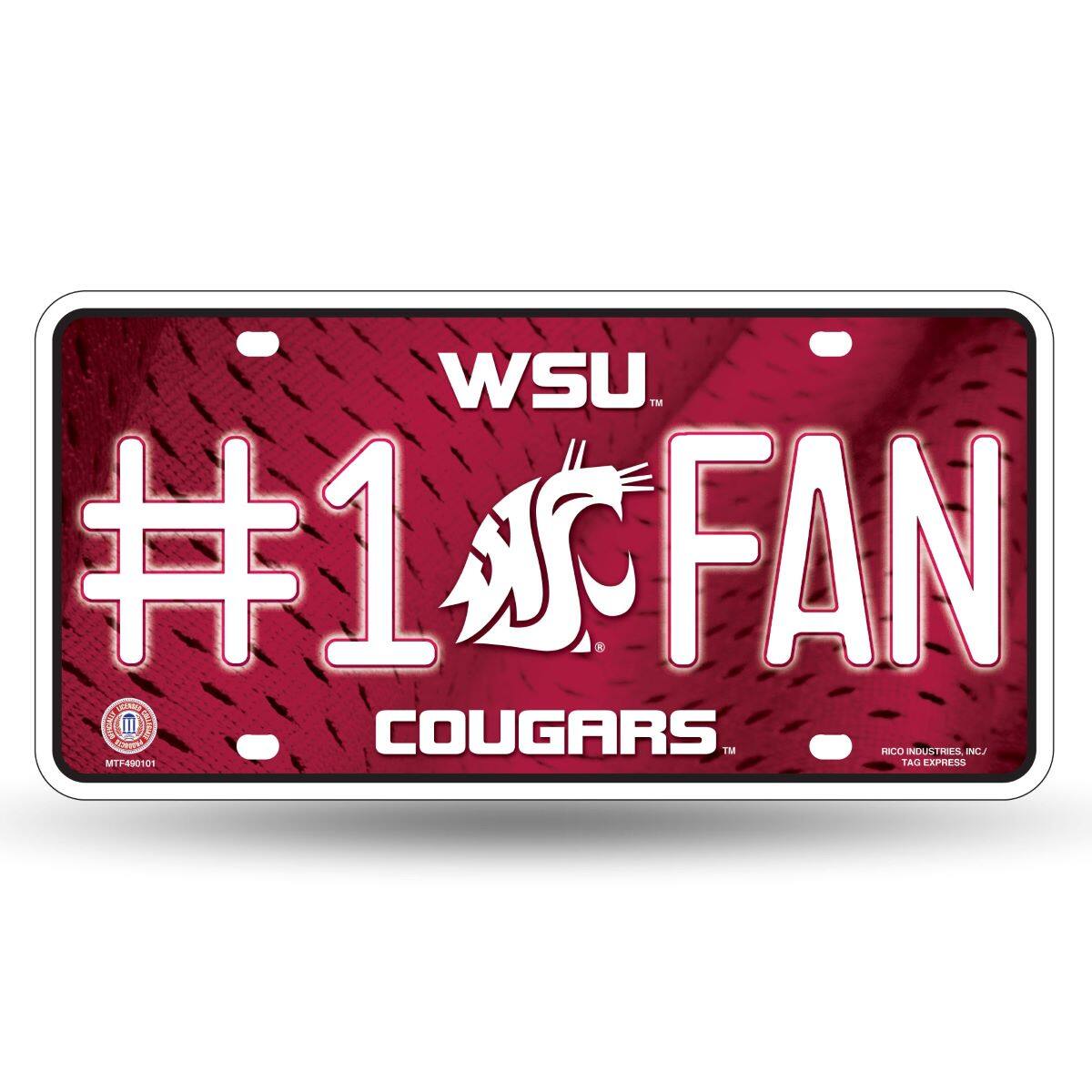 Washington State Cougars #1 Fan Metal License Plate Auto Tag
