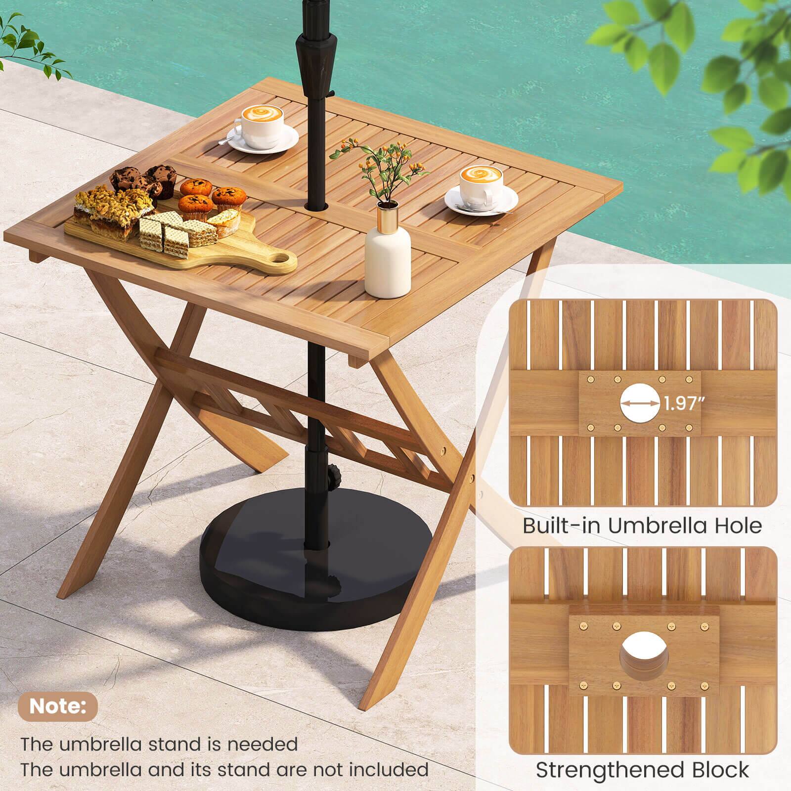 1.97" Built-in Umbrella Hole  
Note: The umbrella stand is needed. The umbrella and its stand are not included.  
Strengthened Block