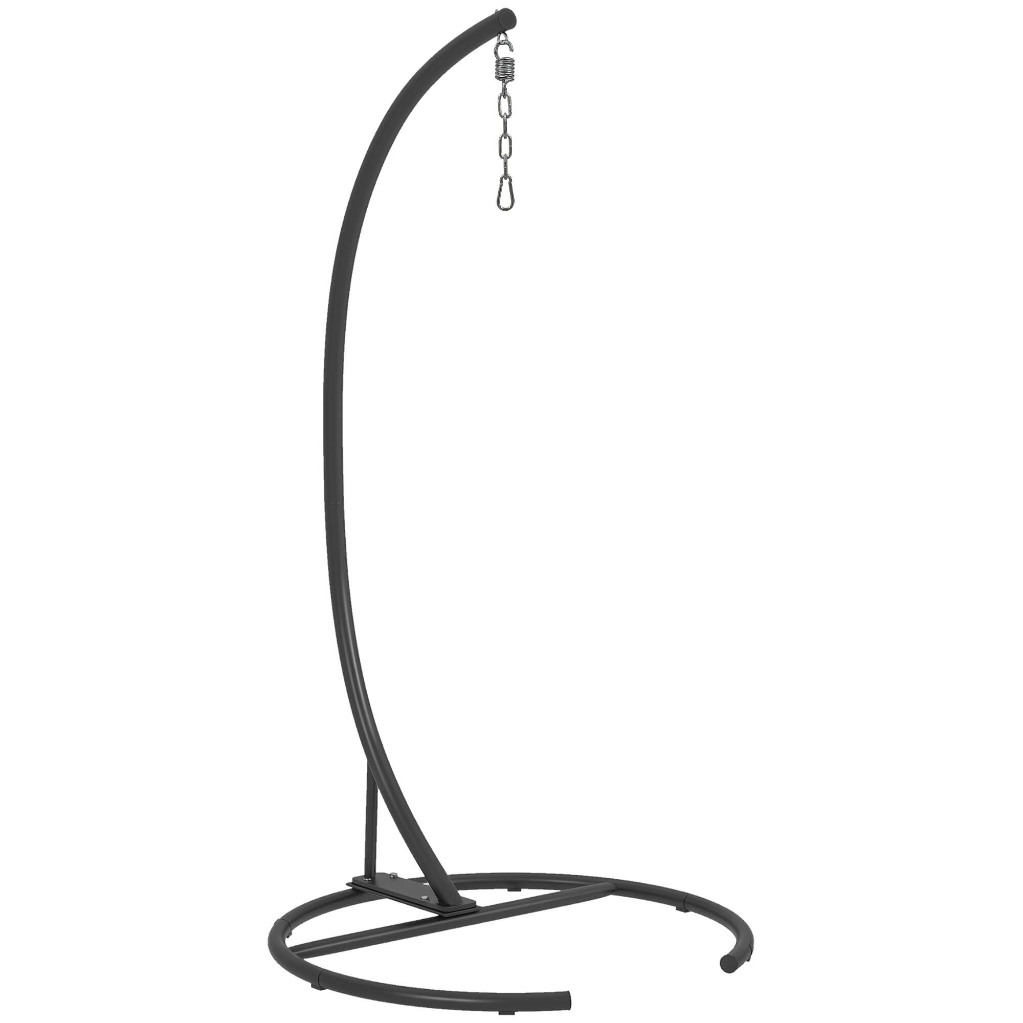 Front. Outsunny - Hammock Chair Stand with Round Base - Black.