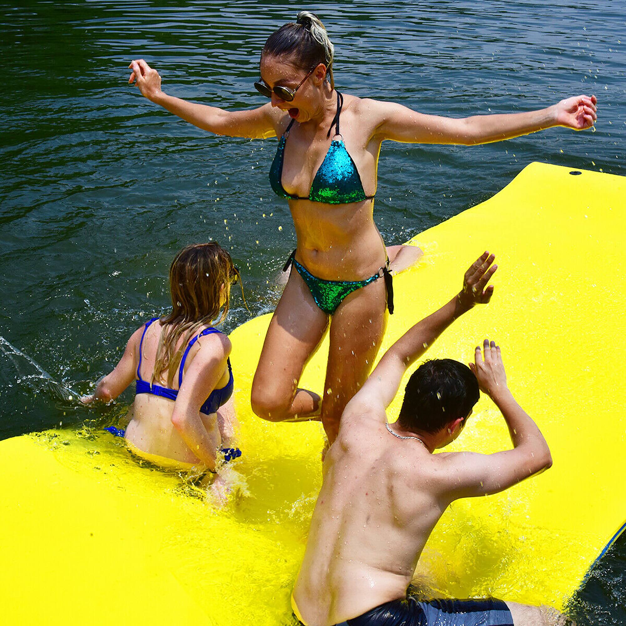 Alt View 3. Costway - Costway 3 Layer Floating Water Pad Foam Mat Water Recreation Relaxing Tear-resistant 18' x 6' - yellow.