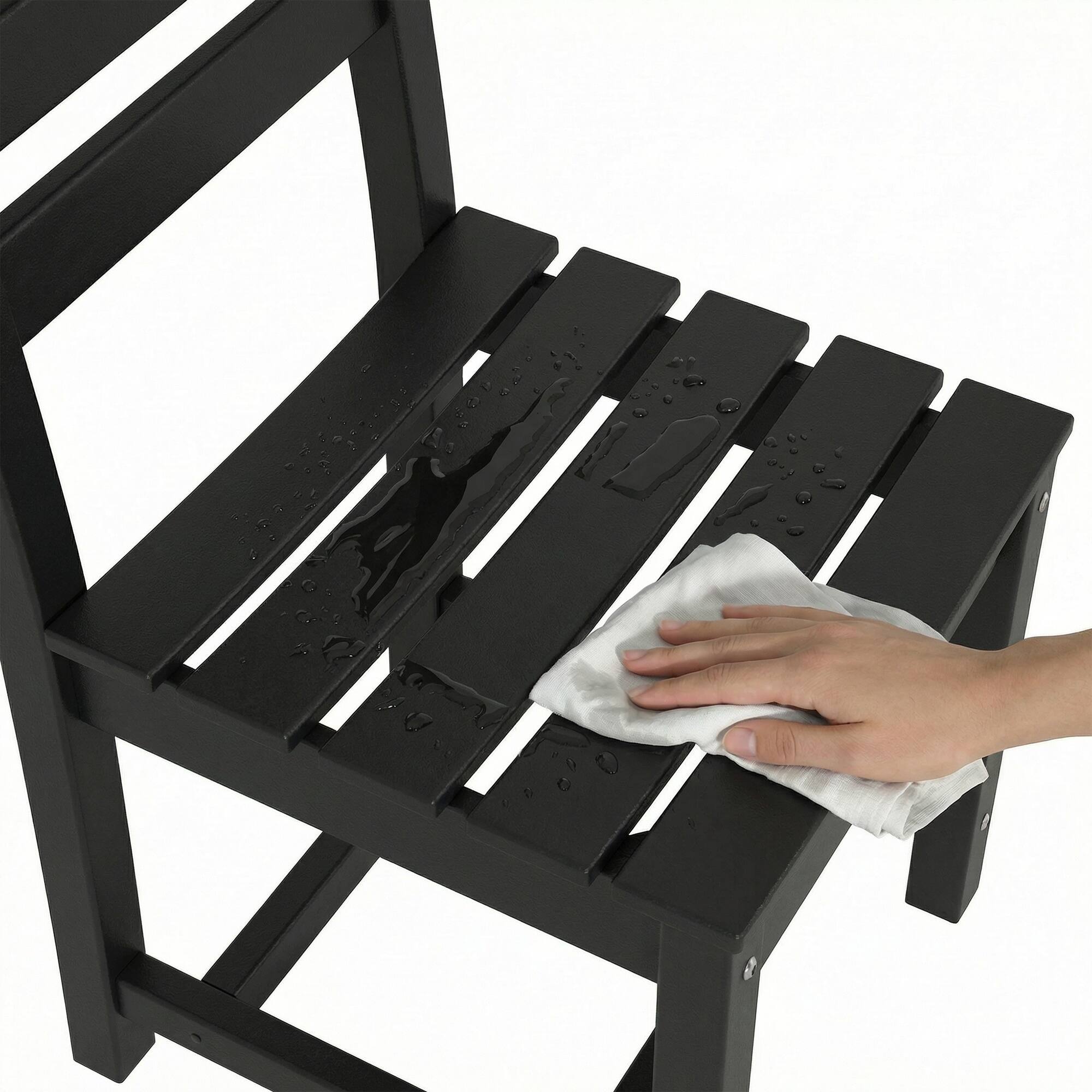 Alt View 10. Famapy - Pairs of HDPE Outdoor Armless Dining Chair - 4 Colors Weatherproof Patio Chair for Garden, Poolside 330LBS Capacity - Black.