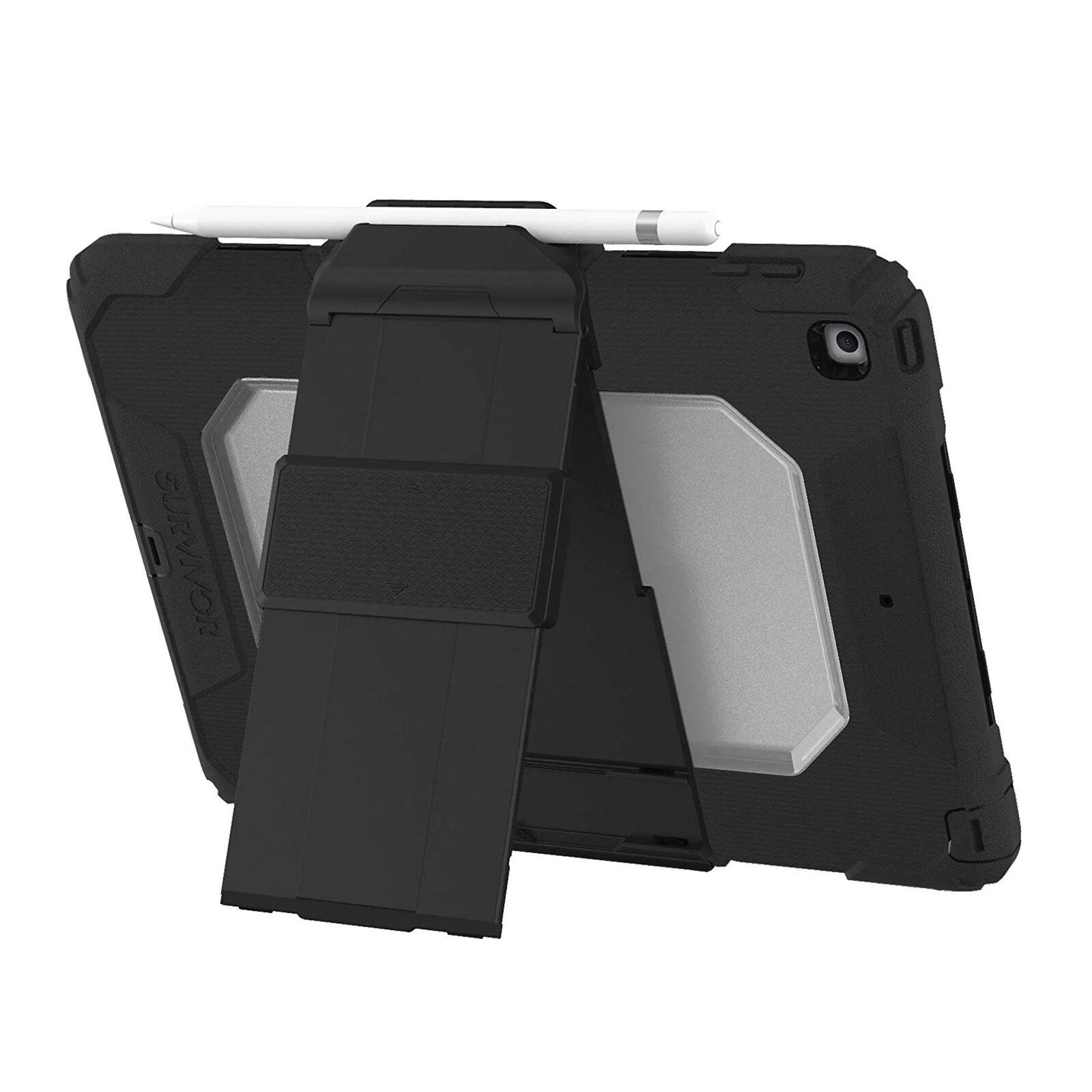 Alt View 1. Griffin - Griffin Survivor All-Terrain Case for Apple iPad 10.2 (9th, 8th, 7th), Detachable Kickstand, Apple Pencil H - Black.