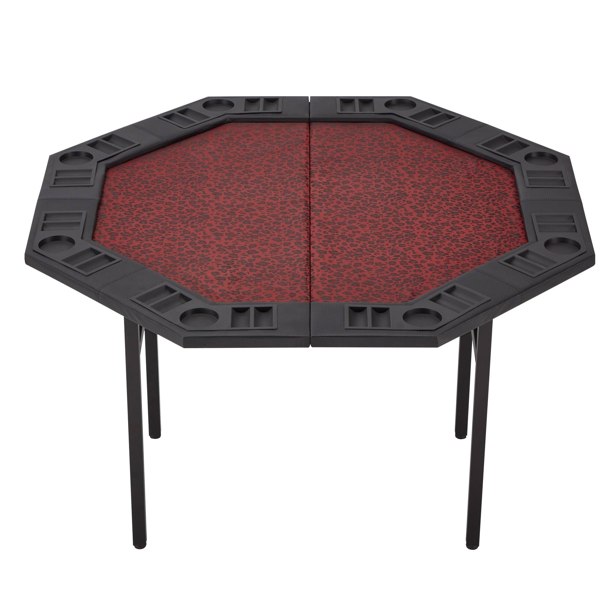 Alt View 6. U-HOMY - Foldable 8-Player Poker Table with Cup Holders and Chip Trays, Portable Folding Card Table for Game Nights.