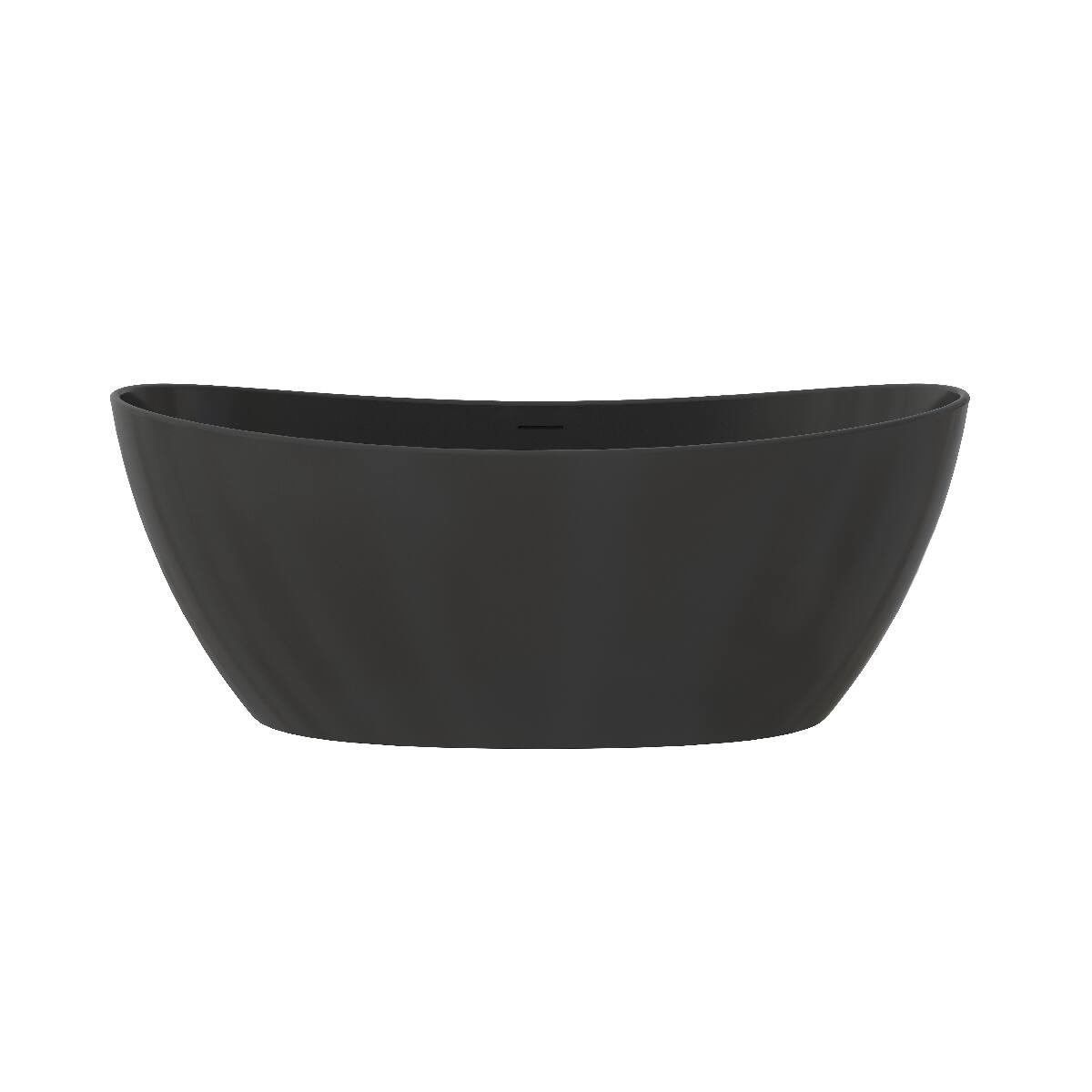 Front. Loheer - Loheer 65 Inch Solid Surface Freestanding Bathtub Matte Black Deep Soaking Tub - Matte Black.