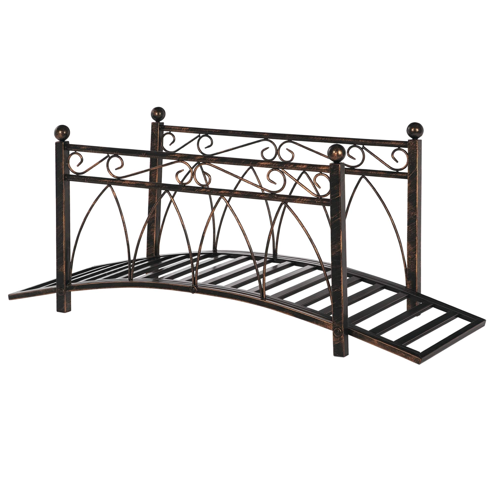 Outsunny - 3.3' Metal Arch Zen Garden Bridge with Safety Siderails, Decorative Footbridge - Bronze price history on PriceWatchPro