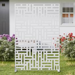 PexFix - 72 in. x 47 in. Helen Pattern Metal Outdoor Privacy Screen & Panels, Freestanding Garden Divider Fence - White