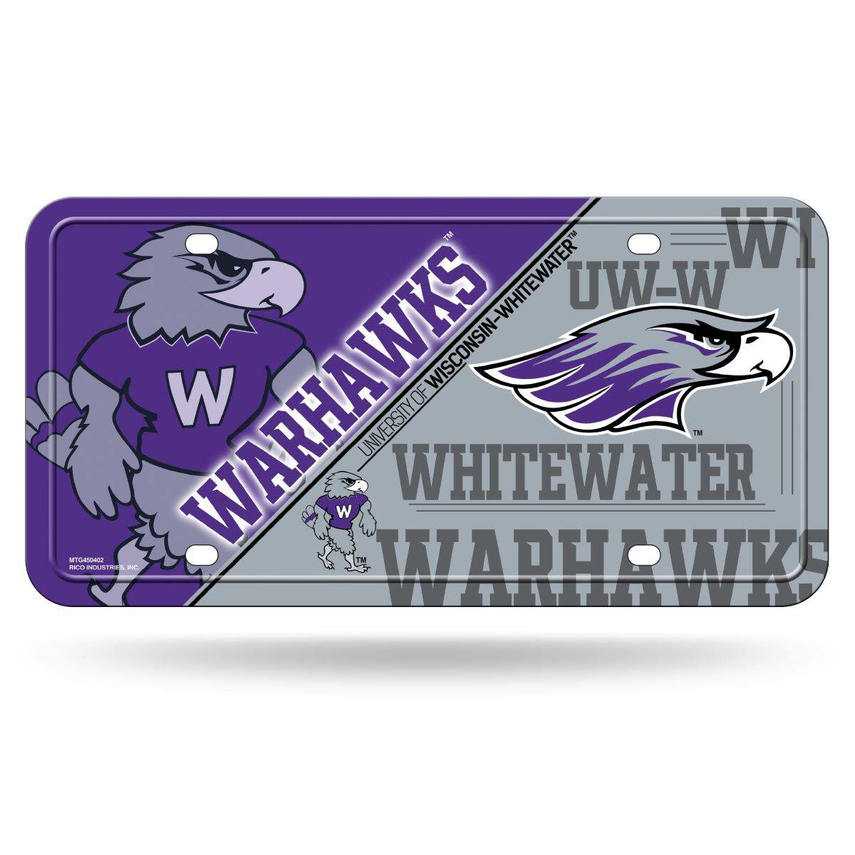Wisconsin Whitewater Warhawks Multi-Color Standard 12x6 Metal License Plate Auto Tag