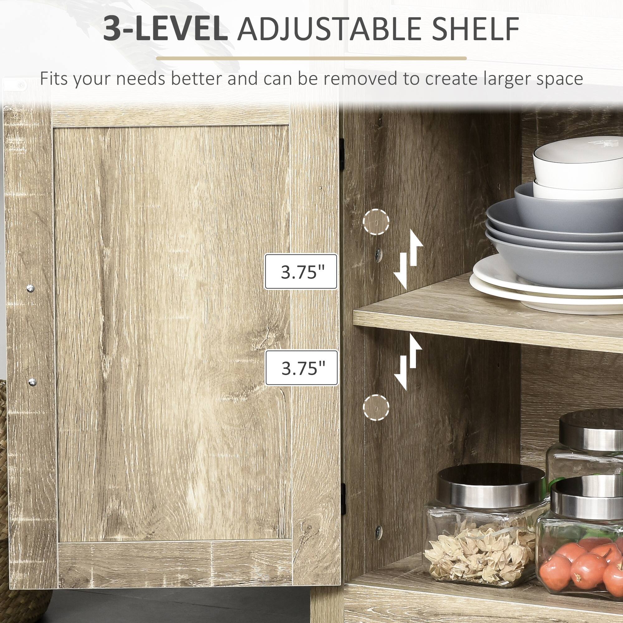 3-LEVEL ADJUSTABLE SHELF
Fits your needs better and can be removed to create larger space
3.75"
3.75"