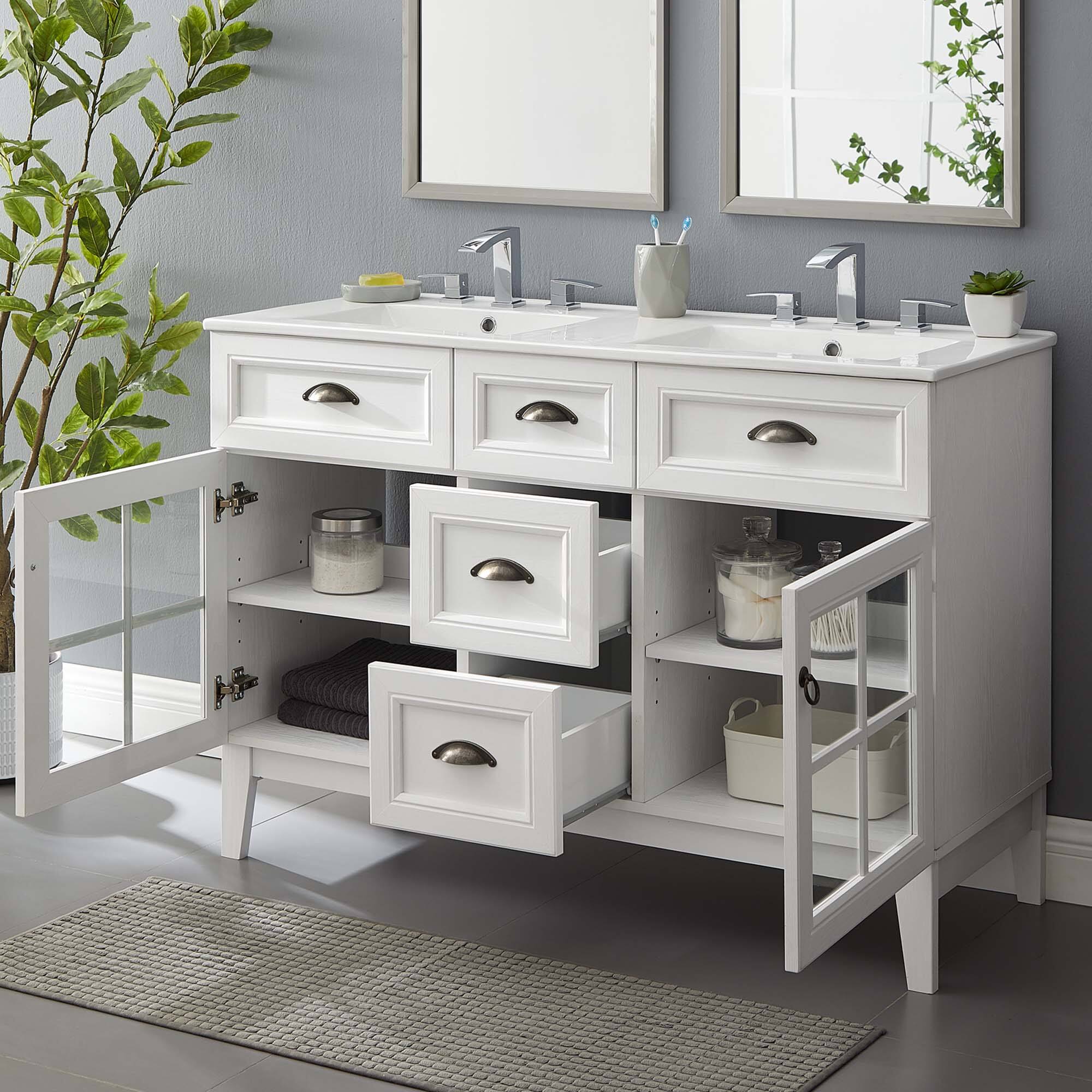 Left. Modway - Isle Bathroom Vanity Basin Included - White White.