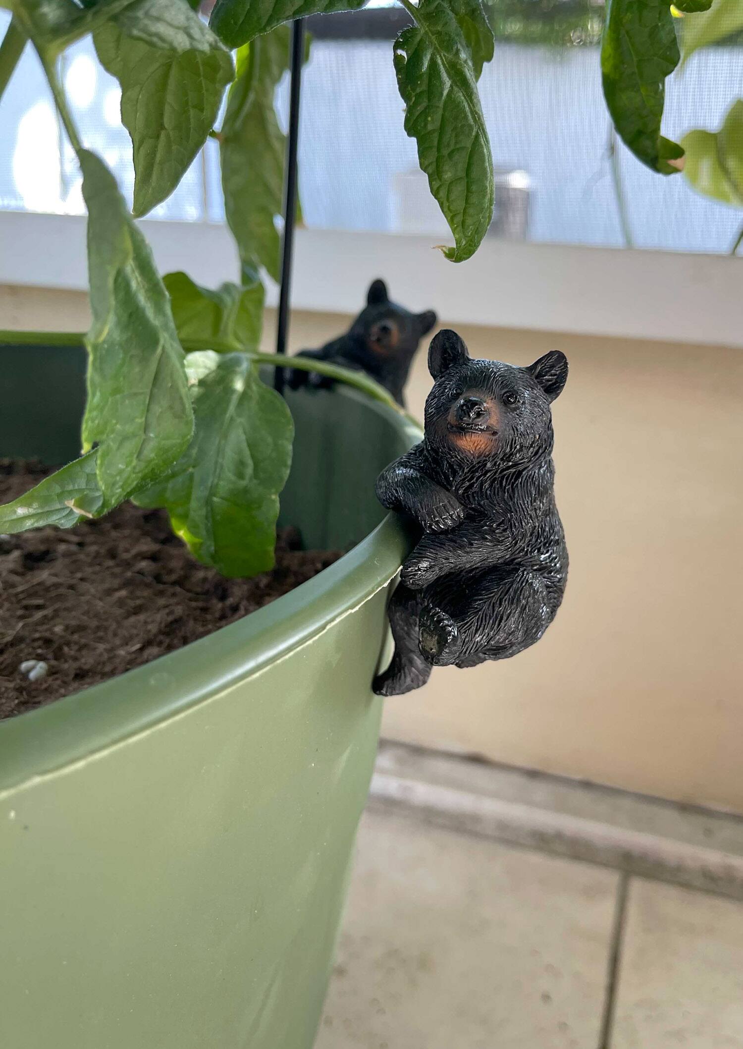 Alt View 2. Mayrich Company - Set of 4 Black Bear Planter Pot Hanging Decorative Figurines Resin Plant Decor - Black.