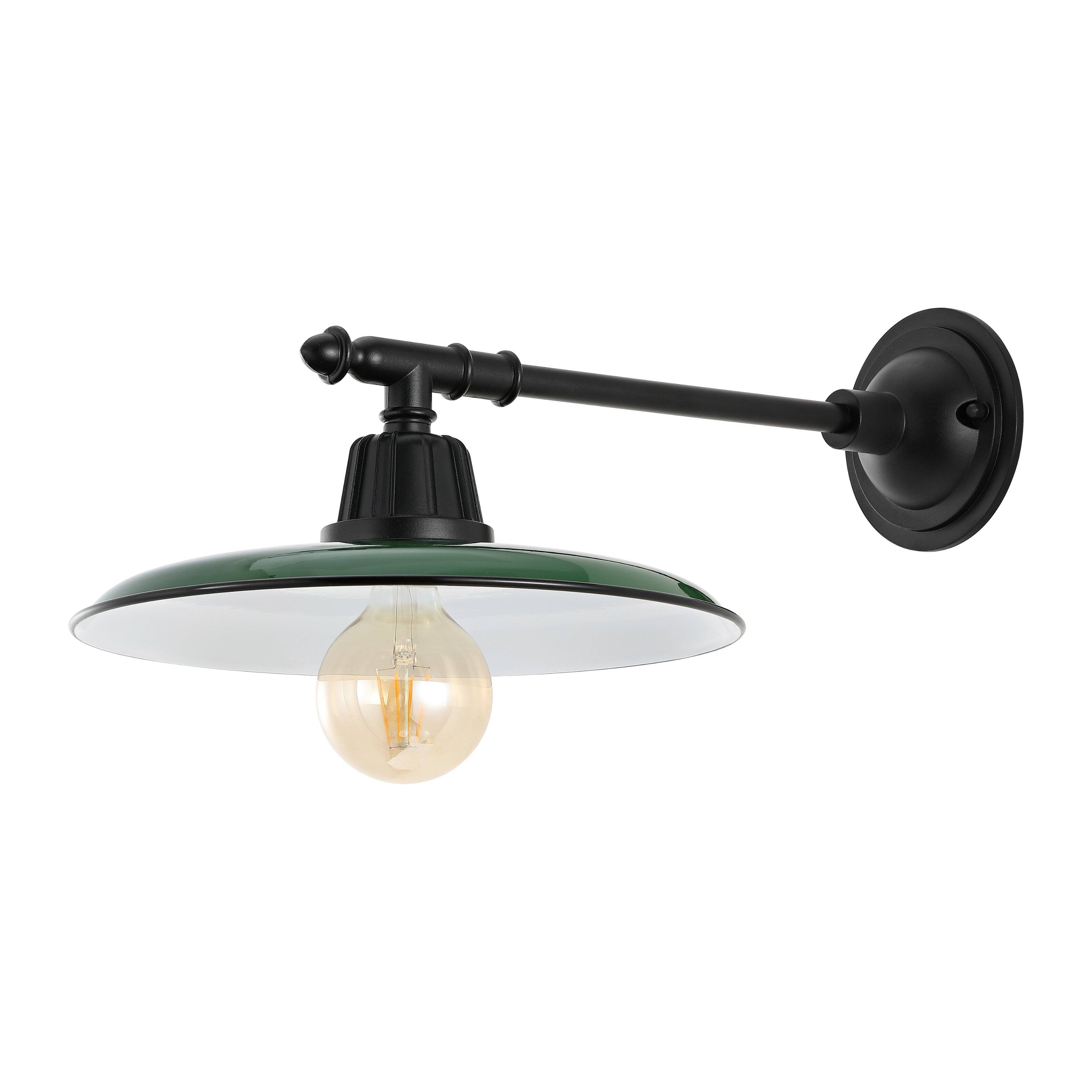 Alt View 5. Jonathan Y - Bonner 12" 1-Light Farmhouse Industrial Indoor/Outdoor Iron LED Victorian Arm Outdoor Sconce, Green - Green/Black.