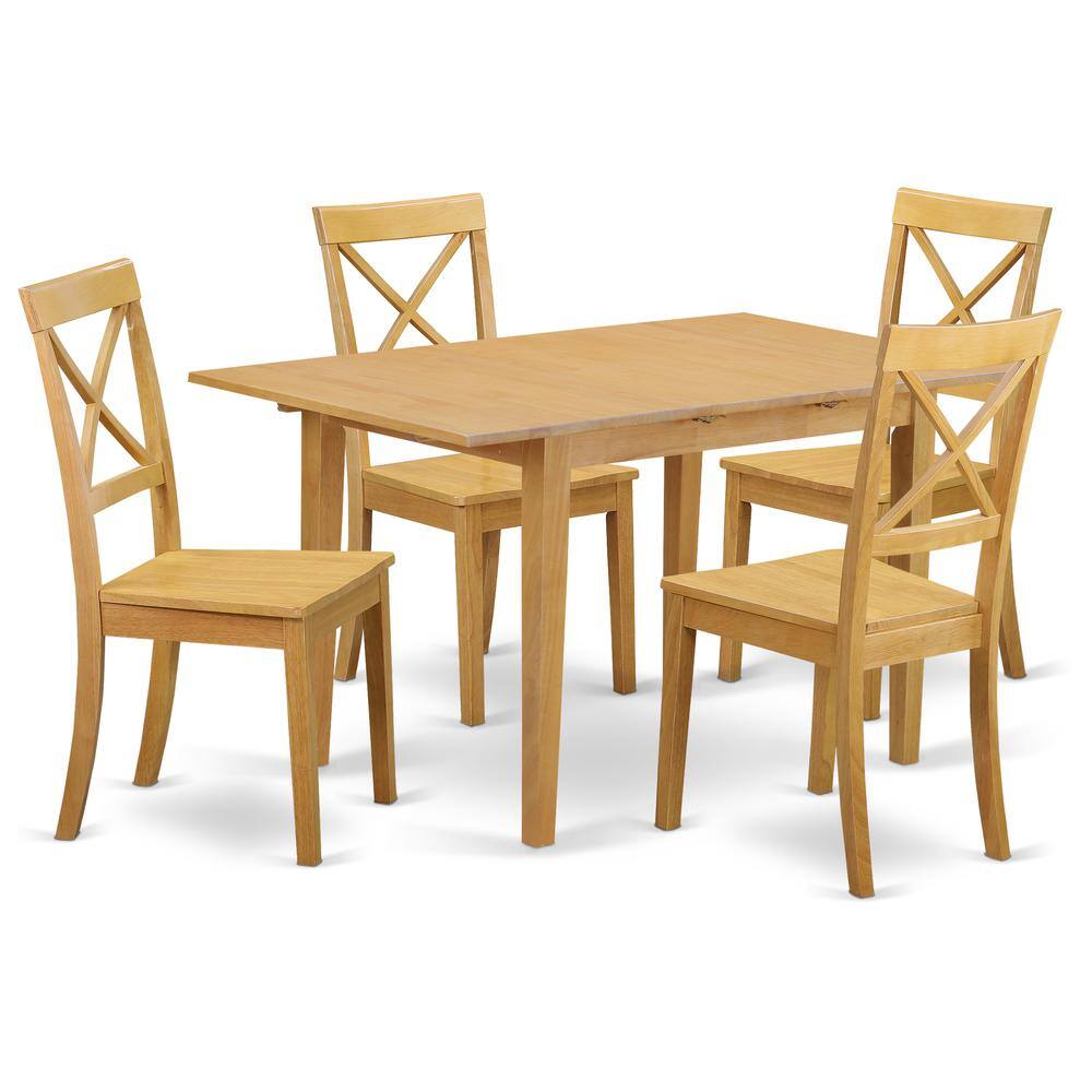 Back. East West Furniture - Dining Room Set Oak - Brown.